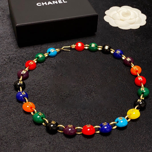 Chanel Color Beads 18K Gold Necklace